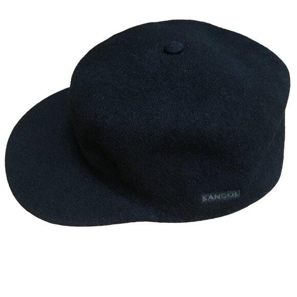 Kangol Black Wool Hat Cap Vintage Newsboy Cap - Picture 2 of 10